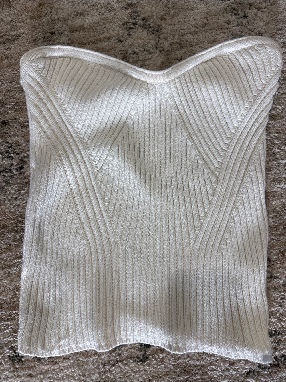 Express White Ribbed Strapless Knit Crop Top